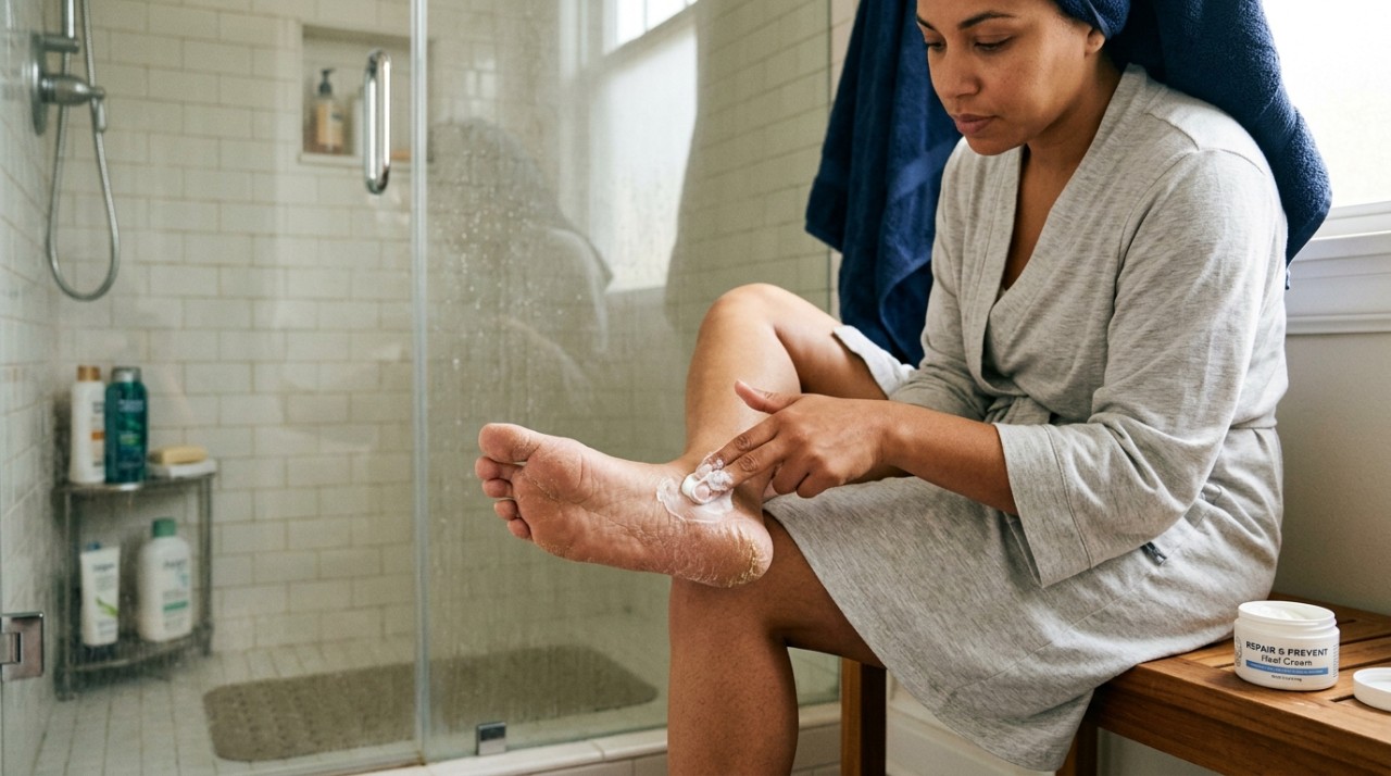A ureia aparece com frequência em produtos para os pés porque ajuda a reter água e também pode amolecer a camada de pele mais espessa.