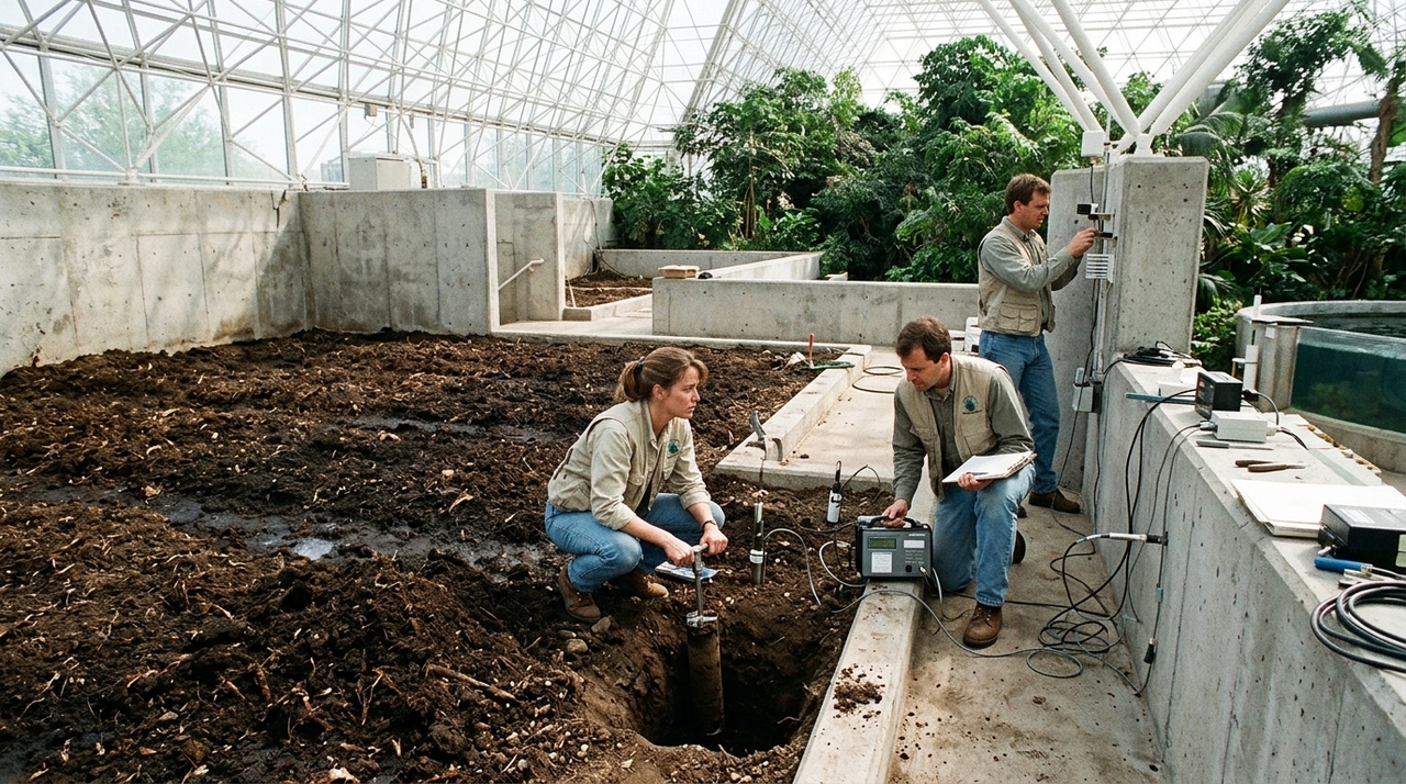 Os solos colocados dentro da Biosphere 2 eram ricos em matéria orgânica