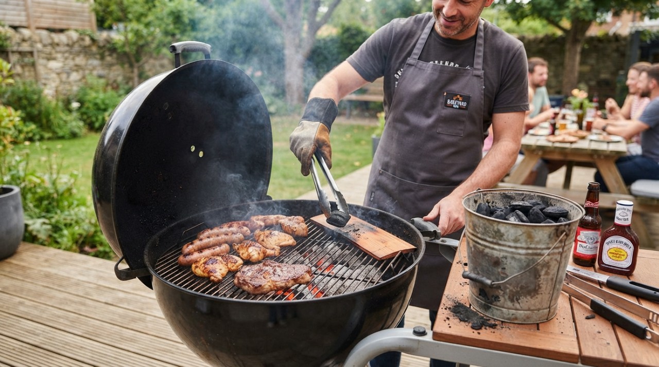 Uma churrasqueira grande exige mais brasas para formar uma área de calor uniforme.