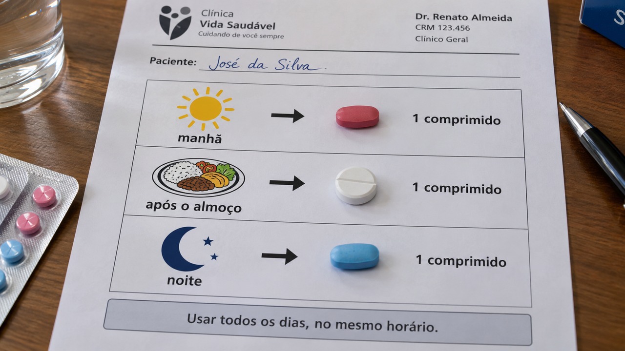 Um desenho simples ajudou o paciente a entender seus medicamentos