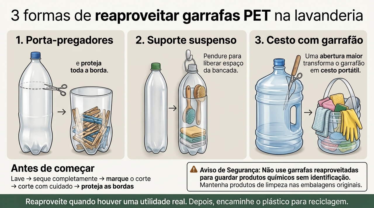 A primeira ideia aproveita uma garrafa de aproximadamente dois litros.