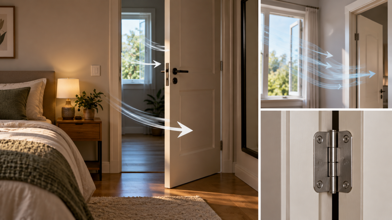 Porta batendo sozinha pode ter uma explicação simples. Veja como ventiladores, exaustores, janelas, frestas e até a posição da porta influenciam o movimento.