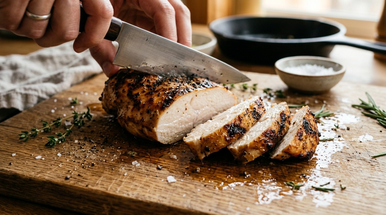 Para peitos de frango sem pele e sem osso, não é necessário deixar a carne durante muitas horas.