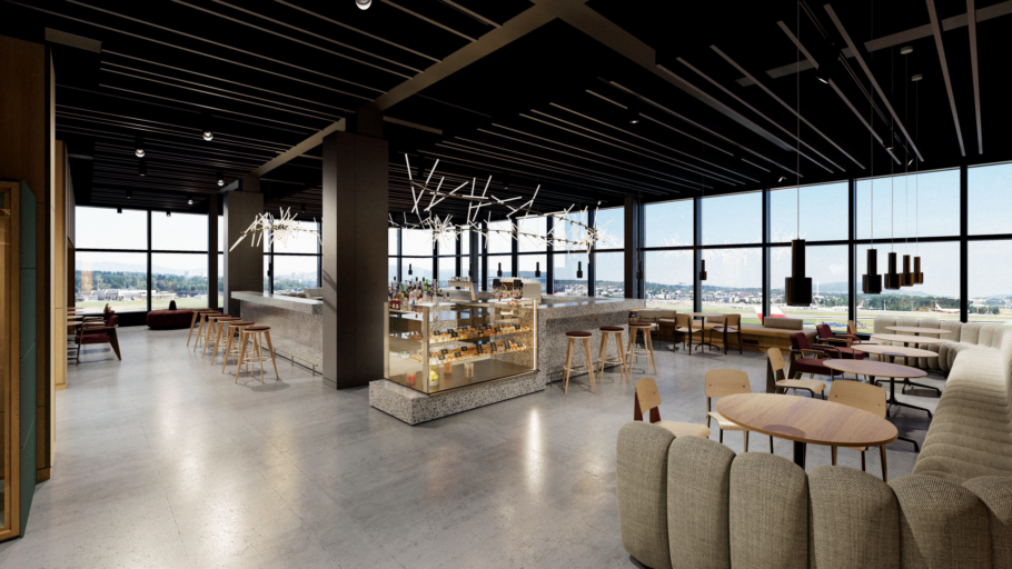 Os lounges da Swiss estão localizados no Dock B, e devem substituir as atuais instalações localizadas no Dock A
