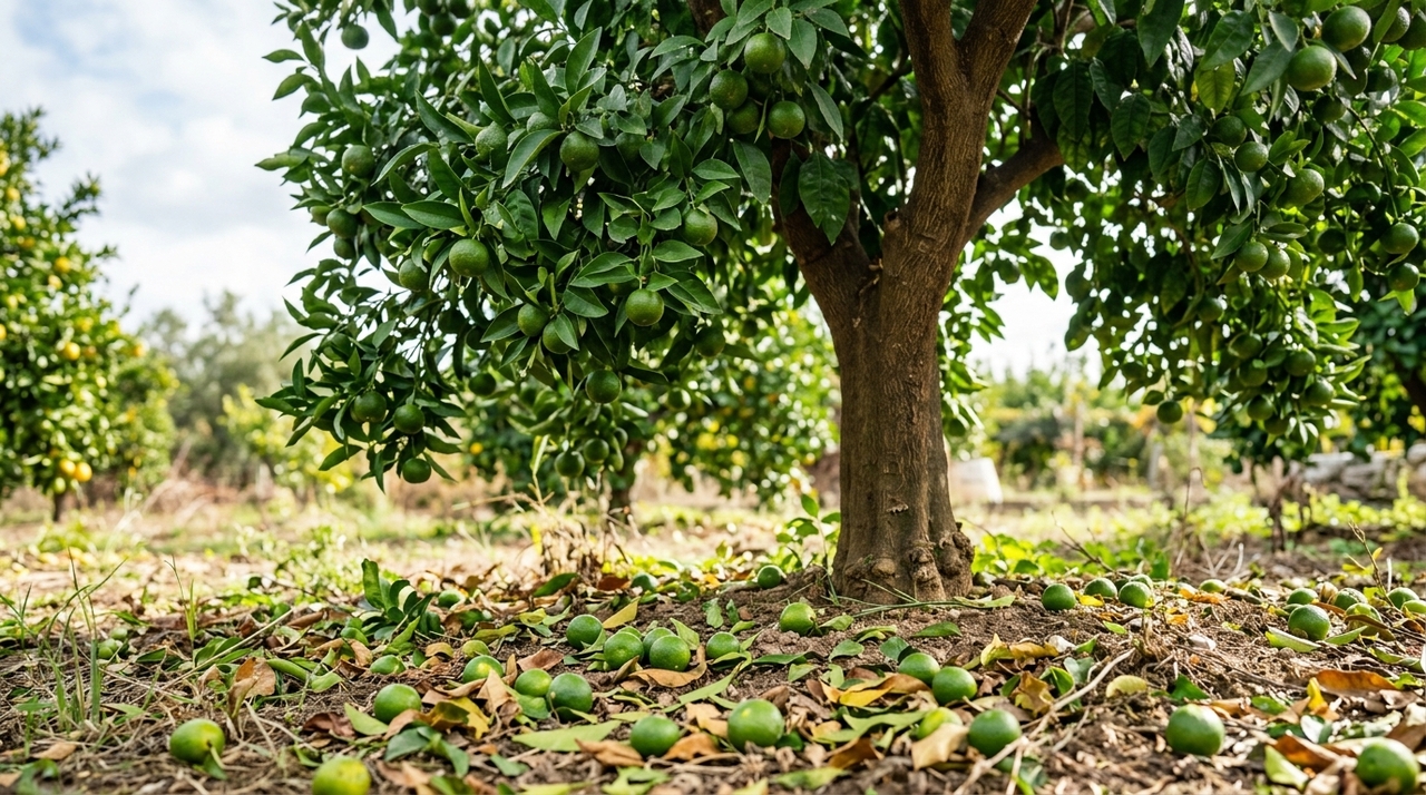 Uma árvore pode produzir mais flores e pequenos frutos do que consegue sustentar até o final do ciclo