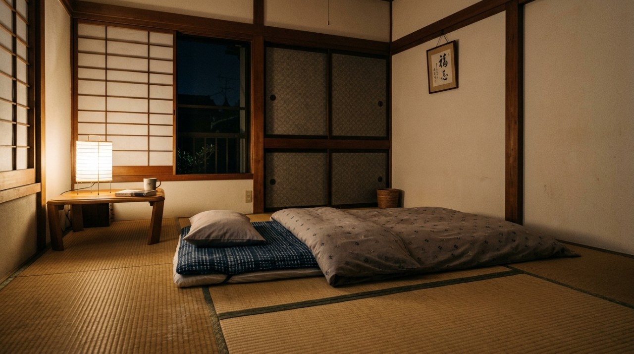 Nas casas japonesas tradicionais, o futon pode ser guardado em um oshiire, um armário profundo feito justamente para acomodar roupas de cama e outros objetos volumosos.