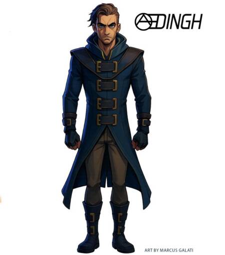 Aedingh, personagem apresentado em concept art para o universo de ficção científica.
