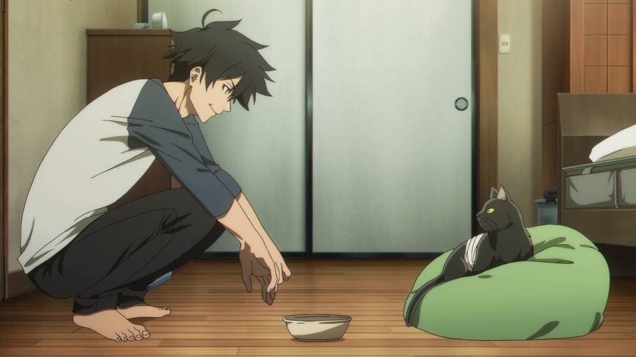 Jiro alimenta Rago em cena do anime – Reprodução/VIZ Media e Crunchyroll