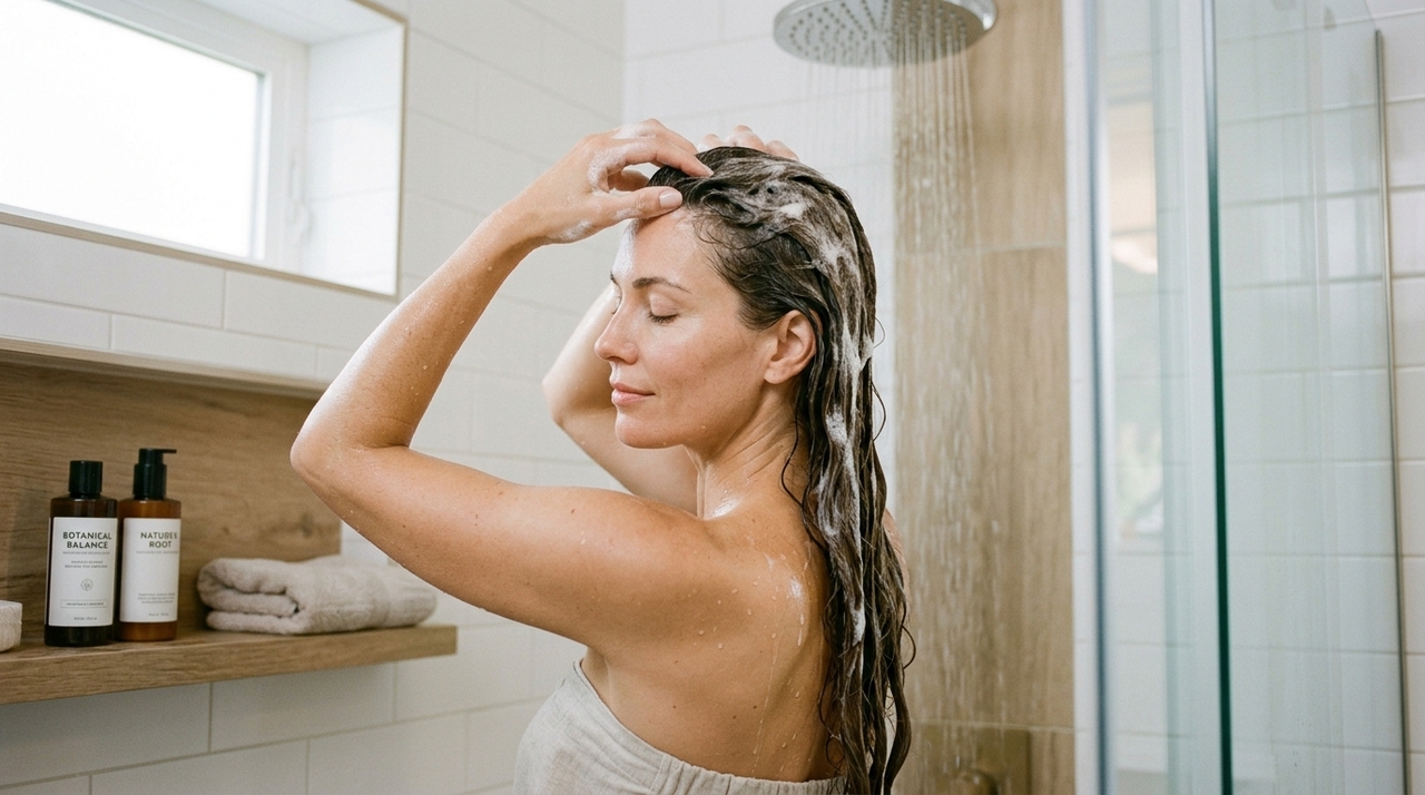 O shampoo deve se concentrar principalmente no couro cabeludo, onde se acumulam oleosidade, suor e resíduos.