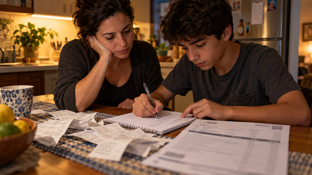 Mãe e filho precisaram criar novas regras para compras digitais.