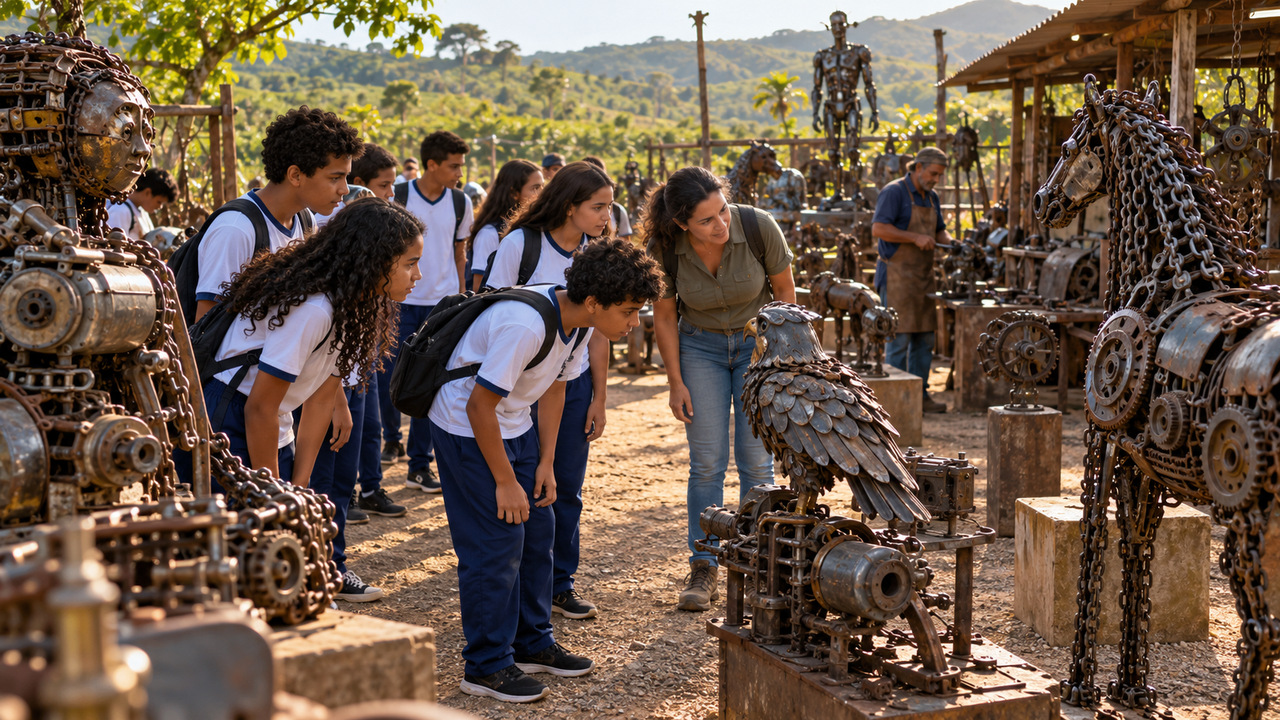 Sua primeira exposição surpreendeu centenas de estudantes após cinco anos de trabalho.