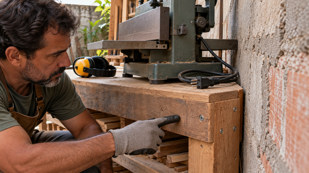 A vibração do equipamento atravessava o muro da oficina.