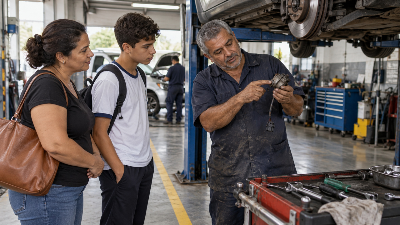 O interesse por mecânica levou o jovem à formação técnica.