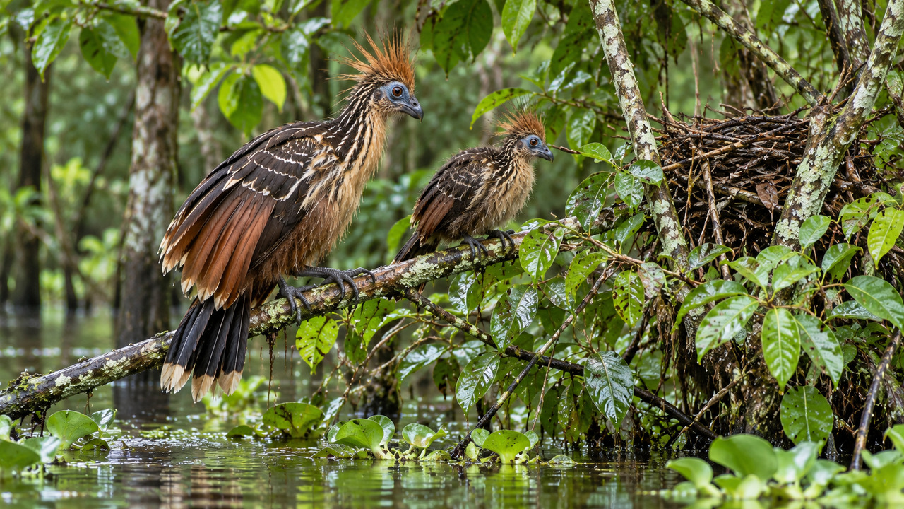 Sua aparência peculiar reúne características raras entre as aves atuais.