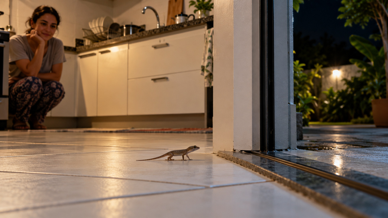 Pequena fresta atrás do móvel permitia que animal circulasse sem ser visto.