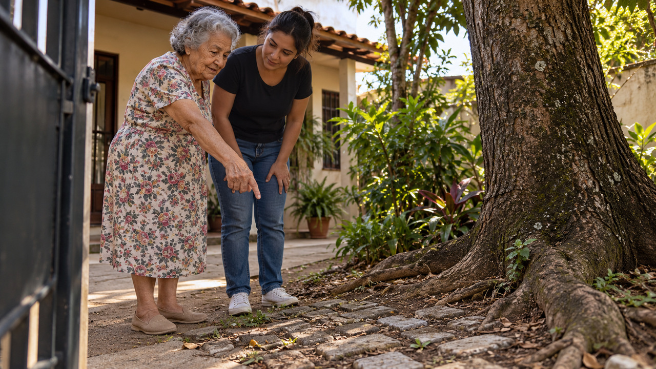 A árvore do quintal preservava lembranças da antiga moradora.