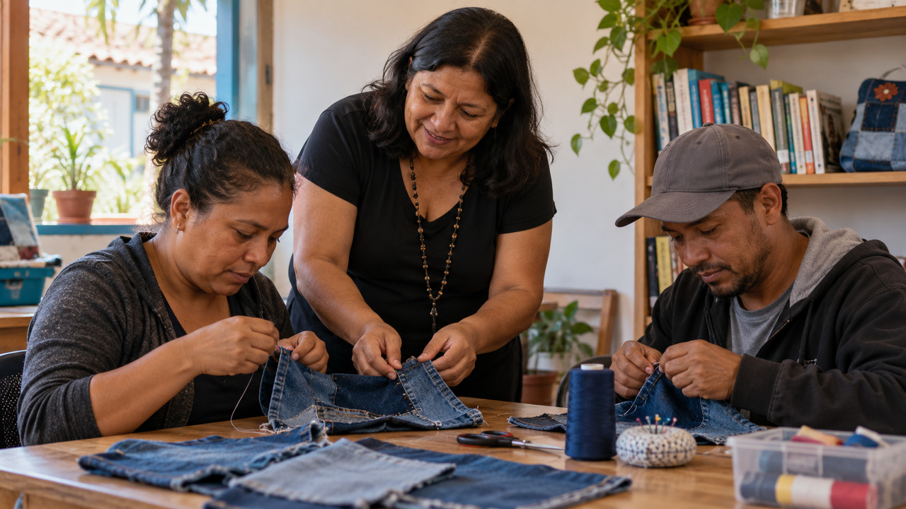 Projeto transforma tecidos descartados em acessórios e também apoia famílias vulneráveis.