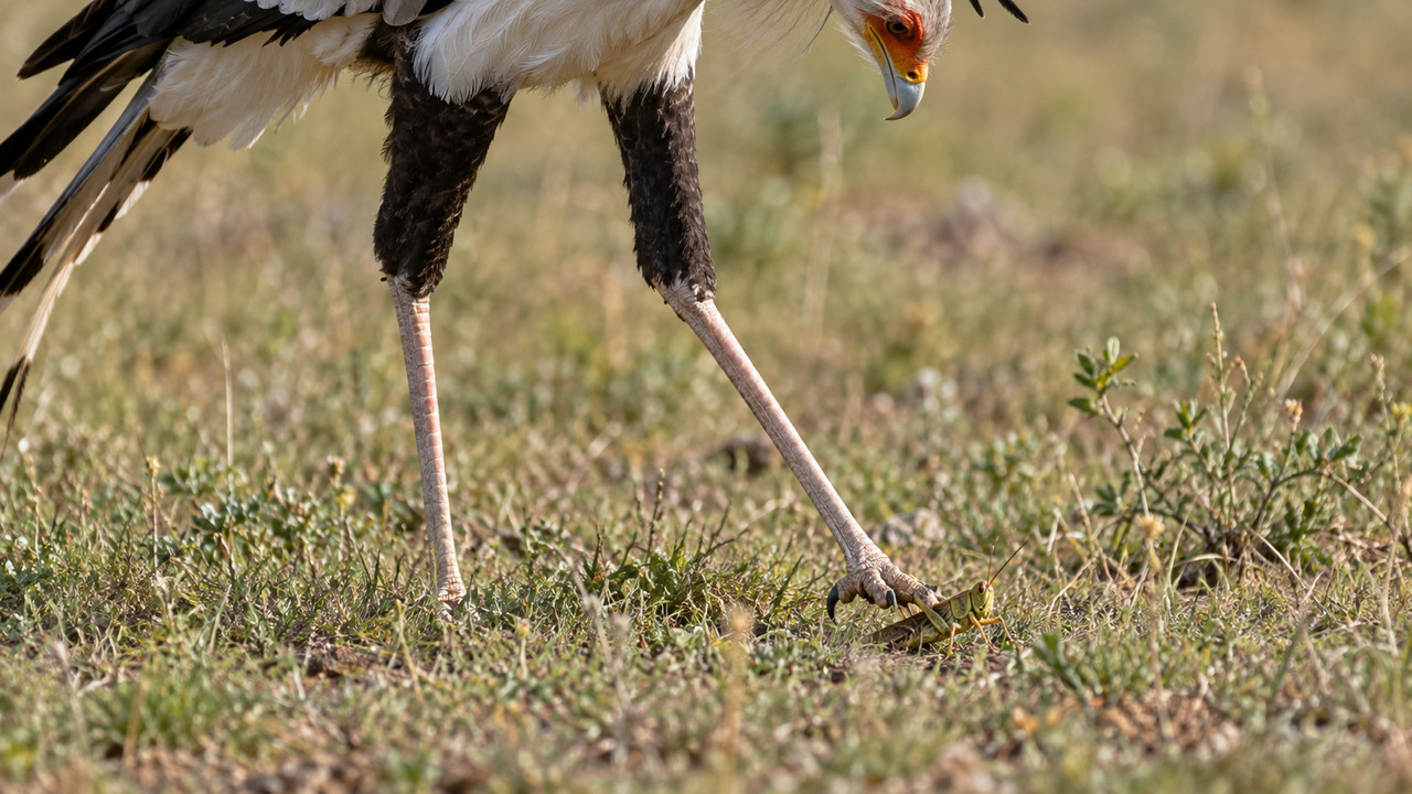 Seus golpes rápidos ajudam a capturar diferentes animais nas savanas africanas.