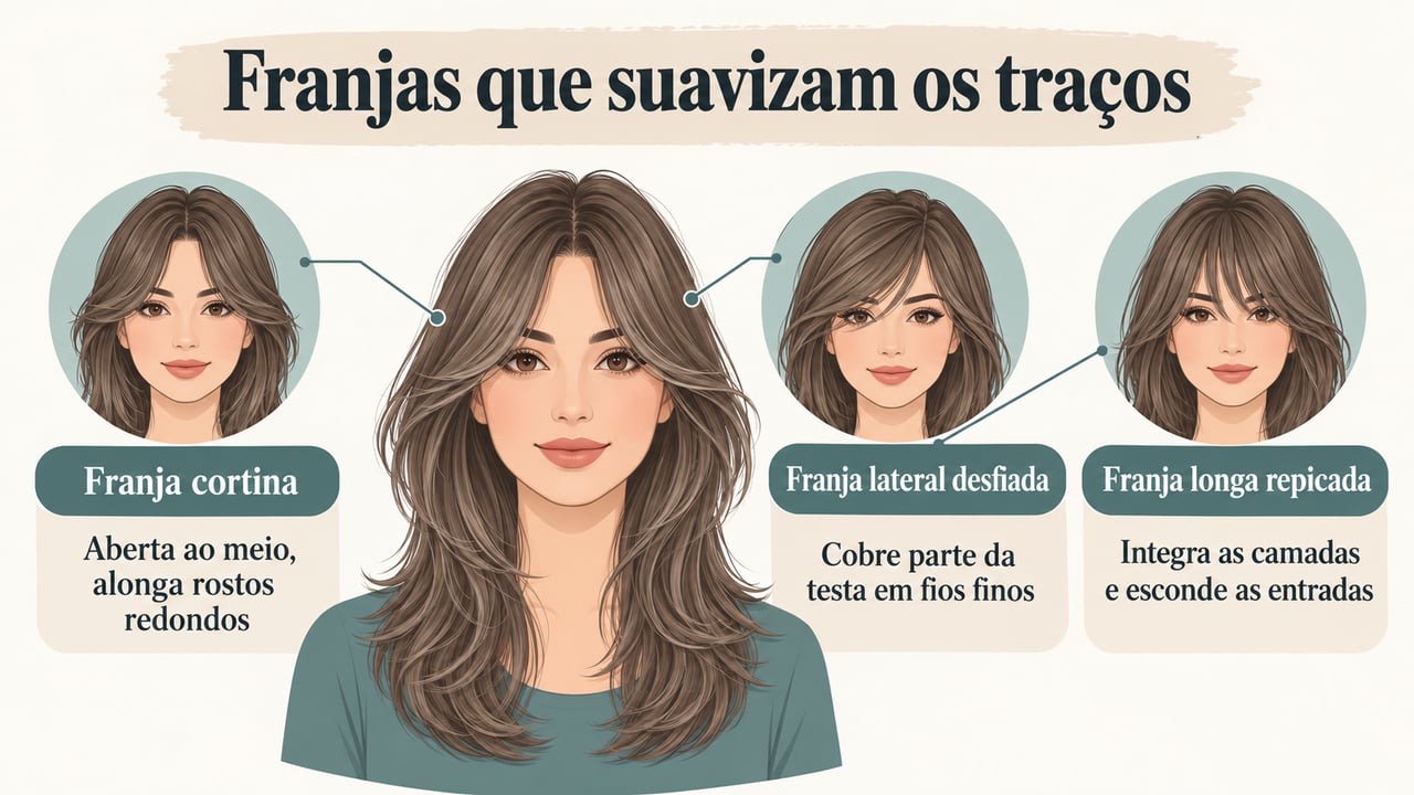 Franjas cortina, laterais e repicadas oferecem formas diferentes de suavizar os traços – Imagem ilustrativa criada por inteligência artificial
