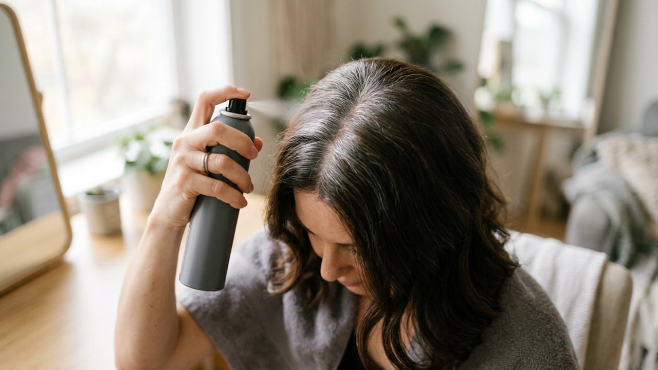 O spray corretor ajuda a cobrir a risca e deve ser aplicado em pequenas quantidades, em local ventilado – Imagem ilustrativa criada por inteligência artificial