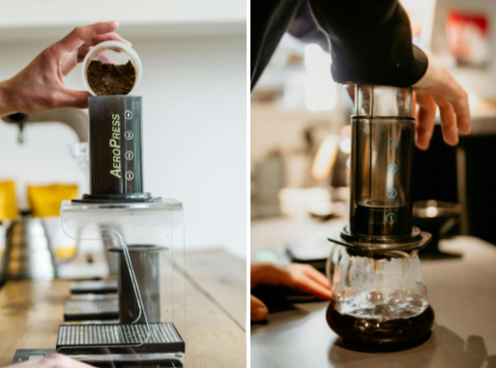 O AeroPress, método de preparo inventado em 2005 por Alan Adler