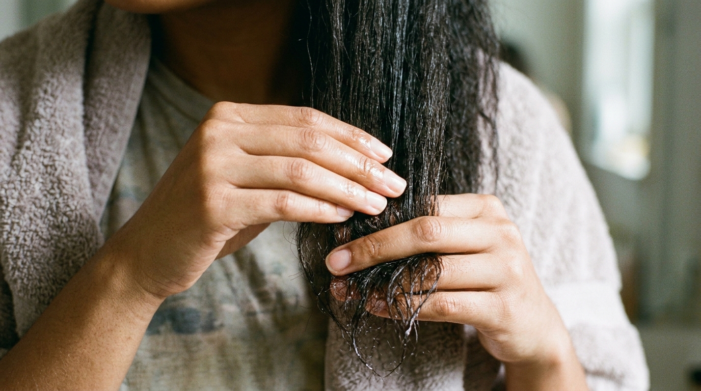 O ideal é dividir o cabelo em mechas e concentrar o produto no comprimento e nas pontas.