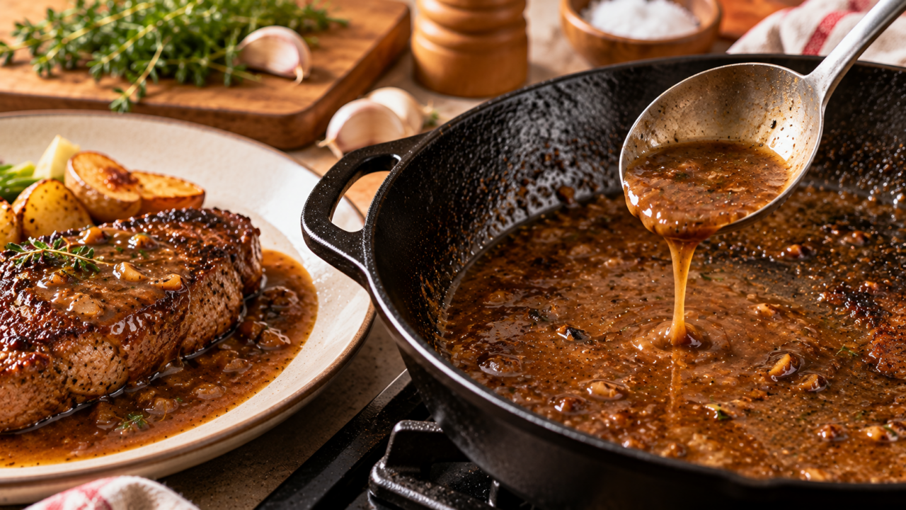 Aprenda a fazer molho de carne na frigideira usando os resíduos dourados do cozimento. Veja como reduzir o líquido e deixar a preparação mais encorpada.
