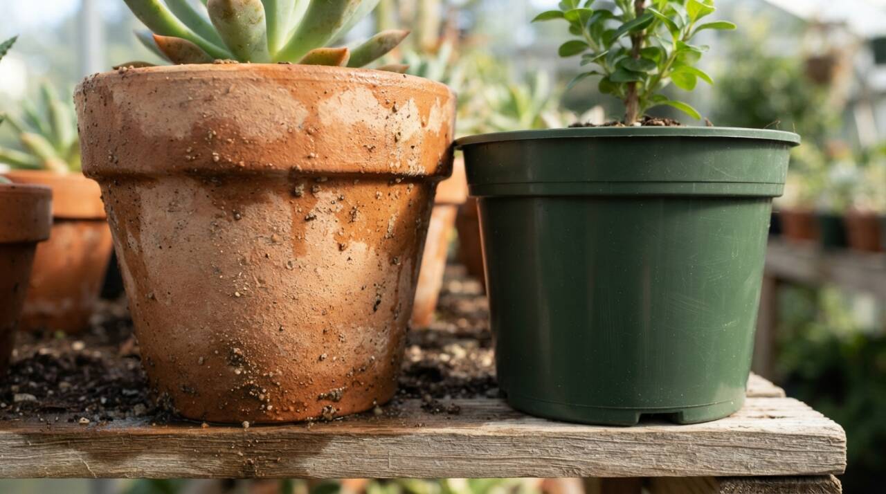Sua planta seca rápido demais ou fica com a terra úmida por muito tempo? Entenda a influência do vaso de barro ou plástico na rotina de rega