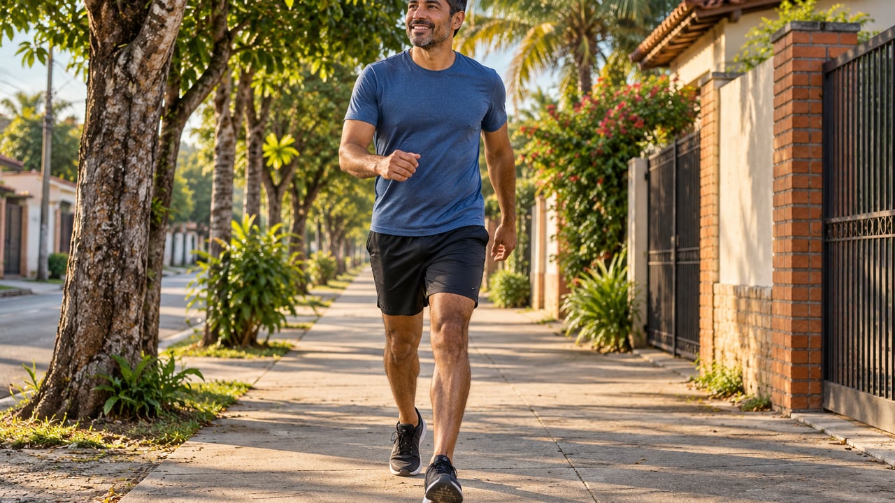 Caminhar em ritmo acelerado por ao menos 30 minutos por dia é a porta de entrada para reduzir a gordura abdominal profunda – Imagem ilustrativa criada por inteligência artificial