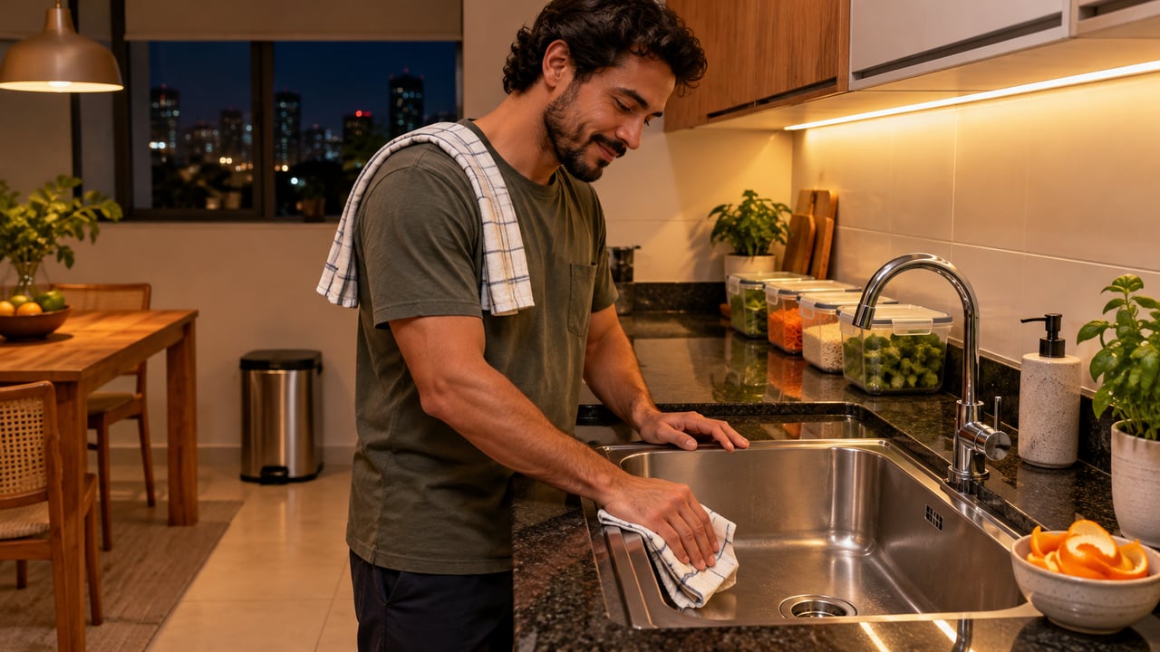 Pia seca, alimentos em potes com tampa e lixo fechado pesam mais que qualquer aroma no controle de baratas – Imagem ilustrativa criada por inteligência artificial