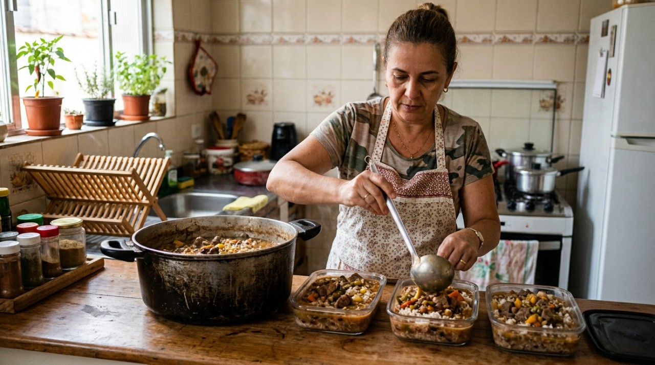 Ao dividir uma grande quantidade de comida em potes menores e rasos, a superfície disponível para perder calor aumenta.
