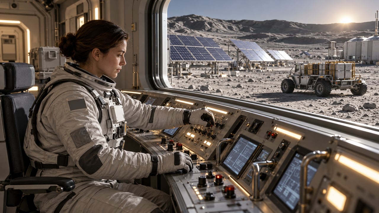 Bases lunares dependerão de cronogramas comuns para energia, comunicação e saídas de equipes – Imagem ilustrativa criada por inteligência artificial