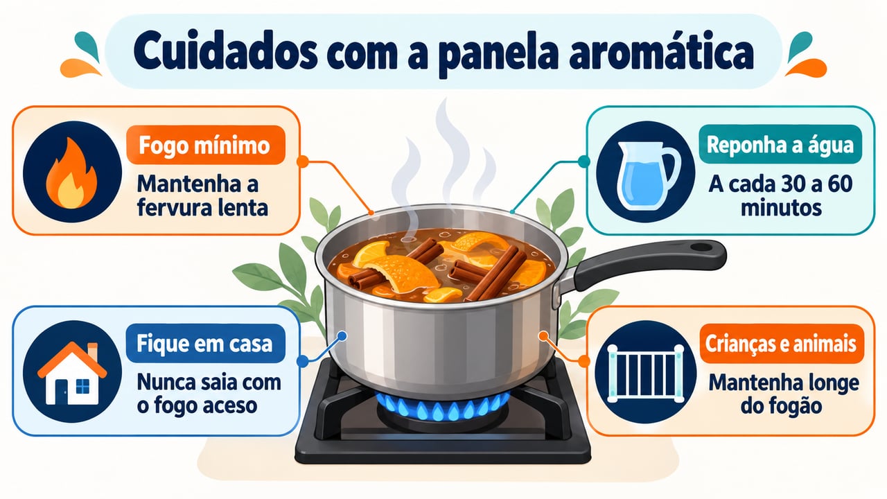 Mantenha o fogo mínimo, reponha a água a cada 30 a 60 minutos e nunca saia de casa com a chama acesa – Imagem ilustrativa criada por inteligência artificial