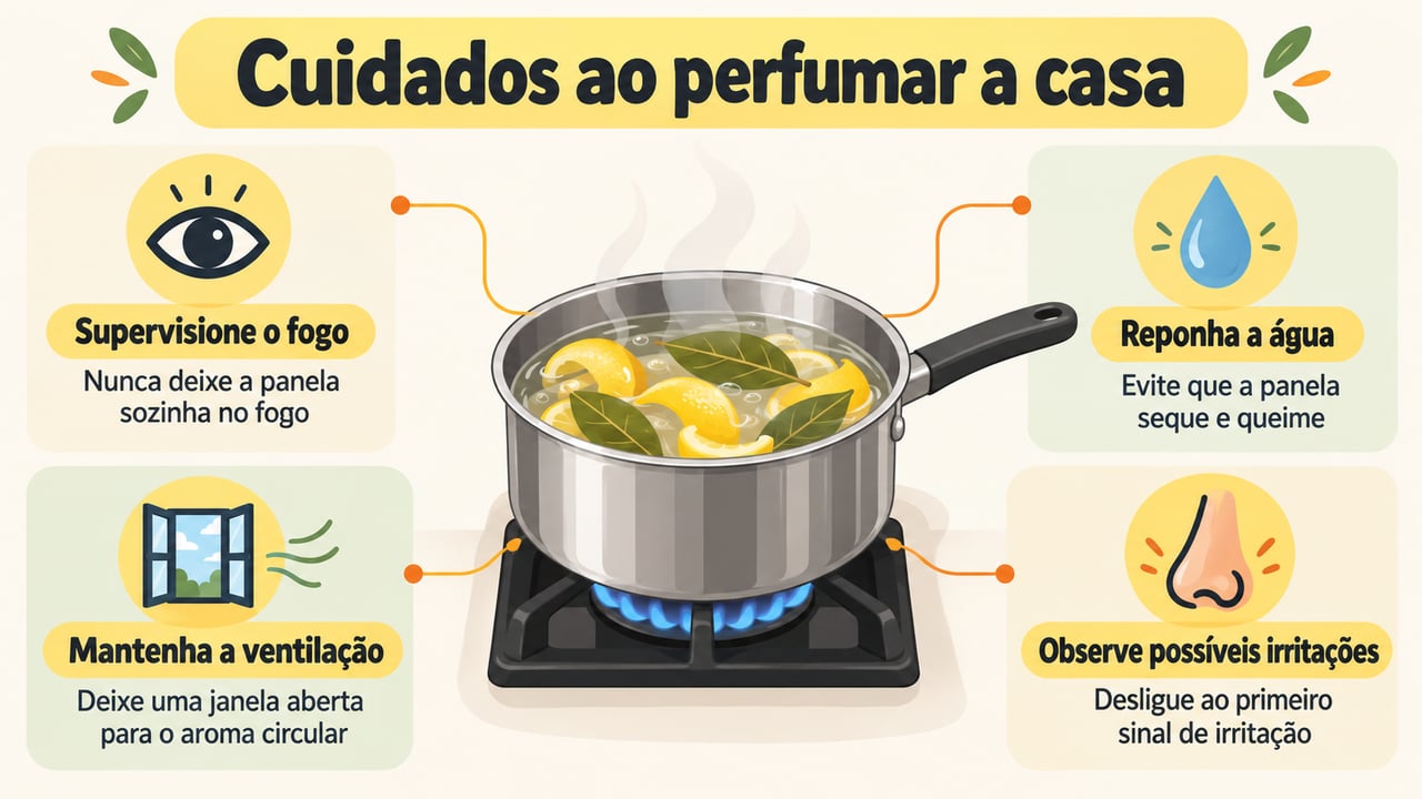 Supervisione a panela, reponha a água e desligue o fogo se o aroma causar irritação – Imagem ilustrativa criada por inteligência artificial