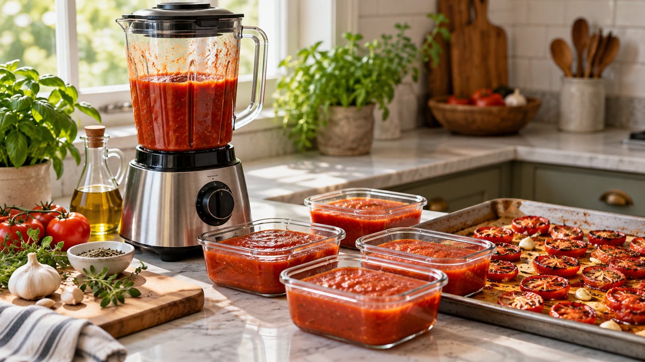 Tomate muito maduro pode virar molho congelado por cerca de três meses ou ser assado a 120 °C por duas horas – Imagem ilustrativa criada por inteligência artificial