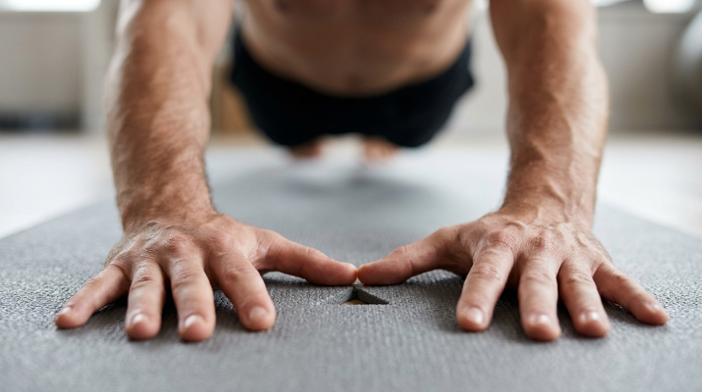 O posicionamento das mãos em formato de triângulo intensifica o fortalecimento da parte posterior dos braços.