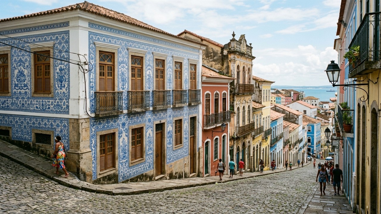 Os tradicionais casarões revestidos de azulejos europeus protegem as construções contra a umidade equatorial.