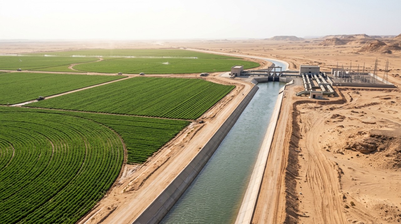 A água é o principal limite para expandir a agricultura no deserto.