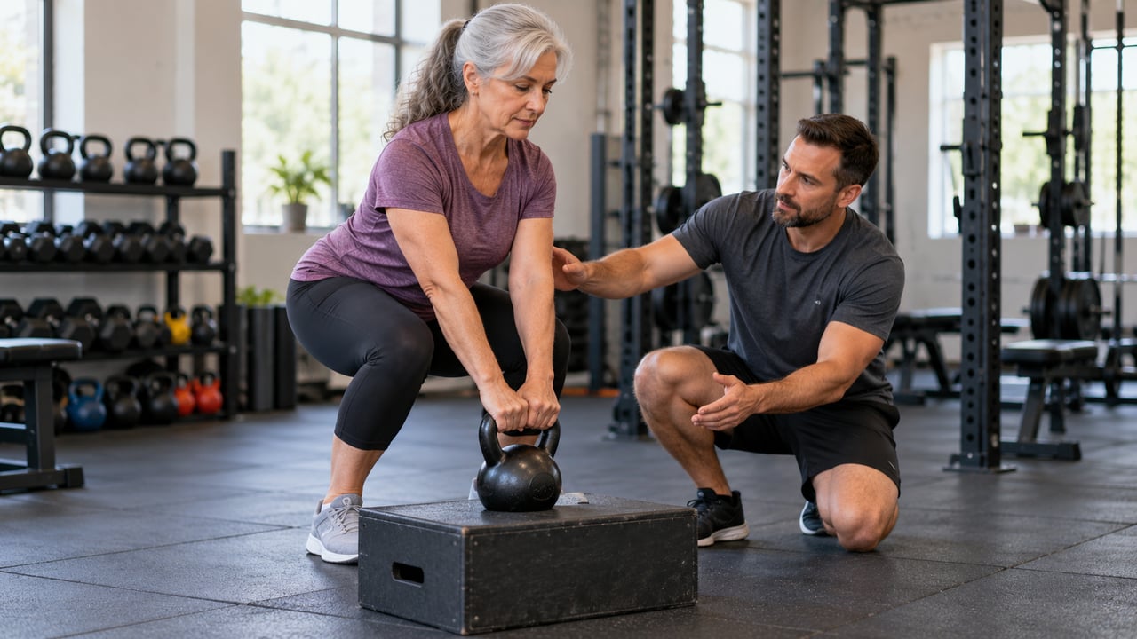 Começar com o kettlebell elevado permite evoluir a técnica antes de aumentar a carga – Imagem ilustrativa criada por inteligência artificial