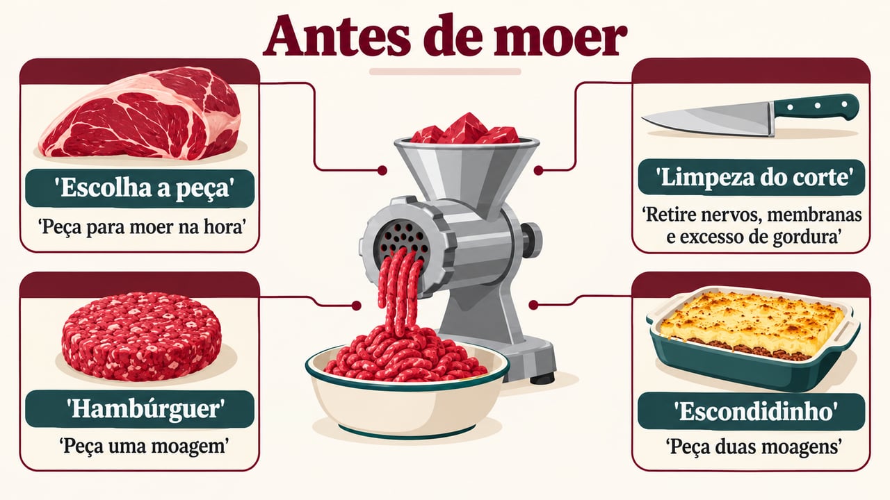 Peça moagem na hora: uma vez para hambúrguer e duas para escondidinho – Imagem ilustrativa criada por inteligência artificial