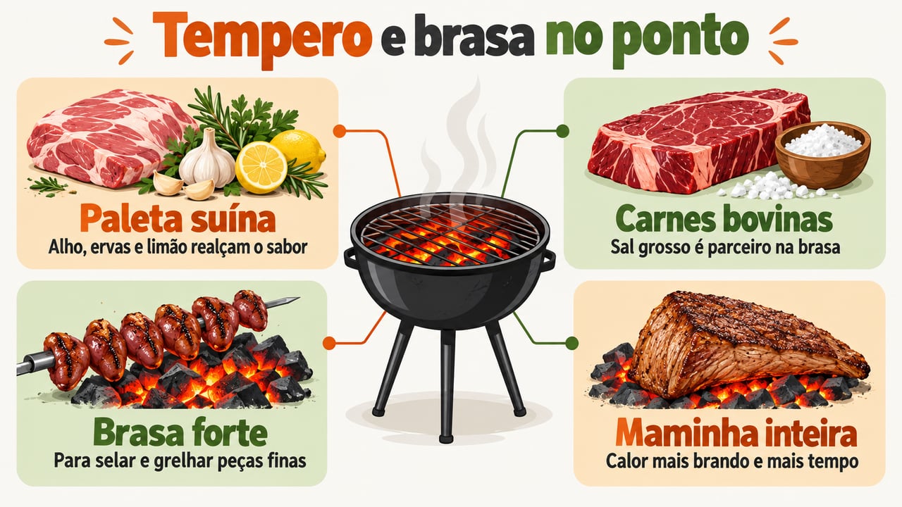Peças finas aceitam brasa forte, enquanto a maminha inteira pede calor mais brando – Imagem ilustrativa criada por inteligência artificial