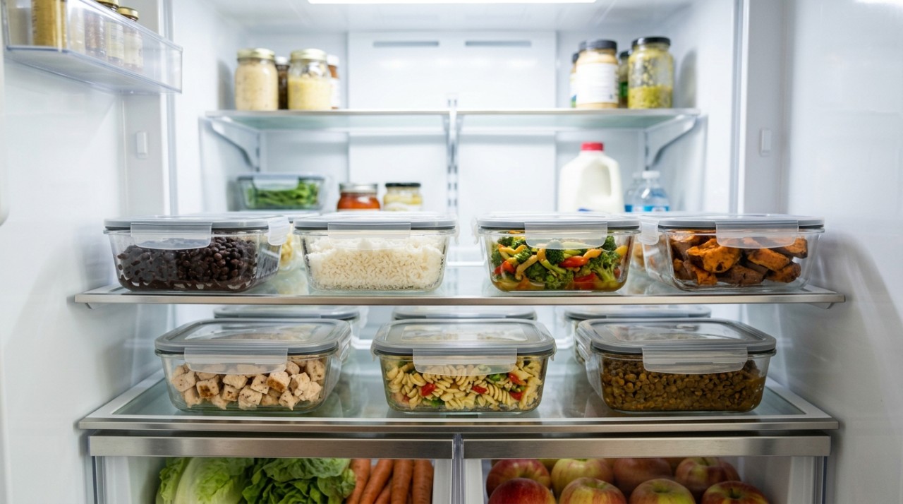 Ao dividir uma grande quantidade de comida em potes menores e rasos, a superfície disponível para perder calor aumenta.