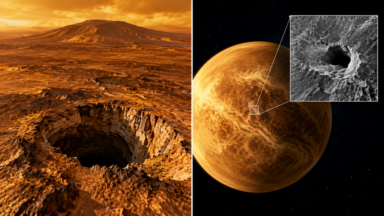 Uma estrutura subterrânea em Nyx Mons pode ser o primeiro tubo de lava aberto identificado em Vênus. Saiba como o radar encontrou a possível caverna.