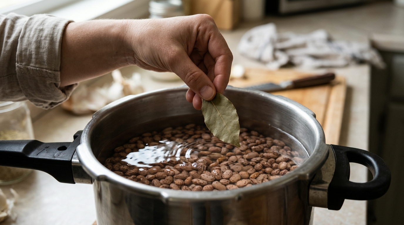 Bastam uma ou duas folhas na panela para garantir o sabor equilibrado da receita.