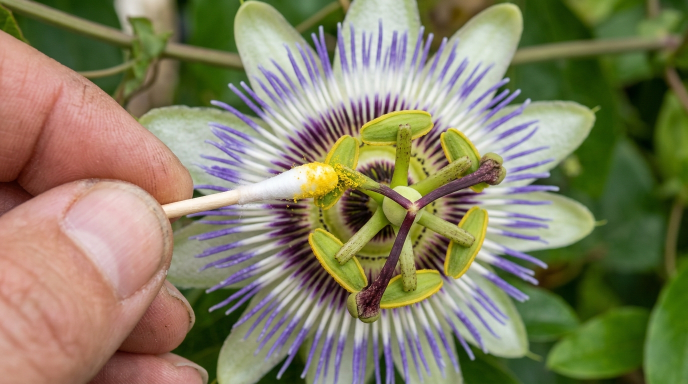A polinização manual no período vespertina resolve o problema da queda precoce das flores.
