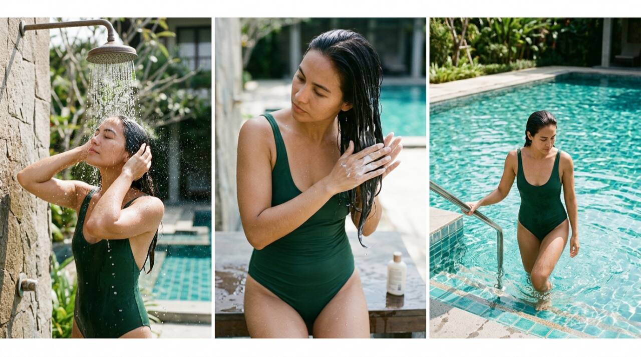 Cabelo ressecado após a piscina não significa necessariamente que os fios foram queimados. Entenda os efeitos do cloro e como cuidar deles depois do mergulho.