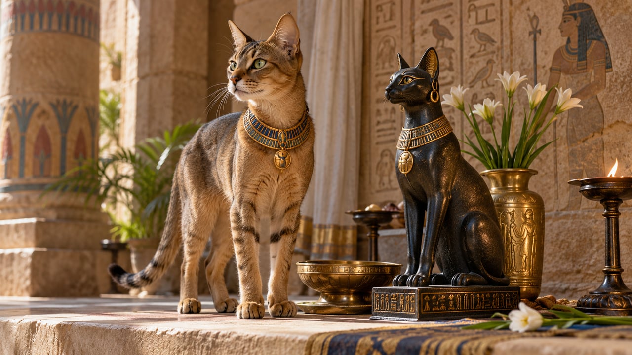 A agilidade e a vigilância dos felinos ajudaram a aproximá-los de símbolos de proteção e poder – Imagem ilustrativa criada por inteligência artificial