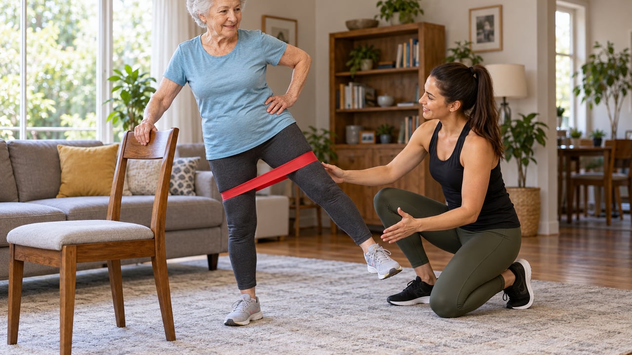 A OMS aconselha idosos a combinar caminhada com exercícios de força e equilíbrio para prevenir quedas – Imagem ilustrativa criada por inteligência artificial