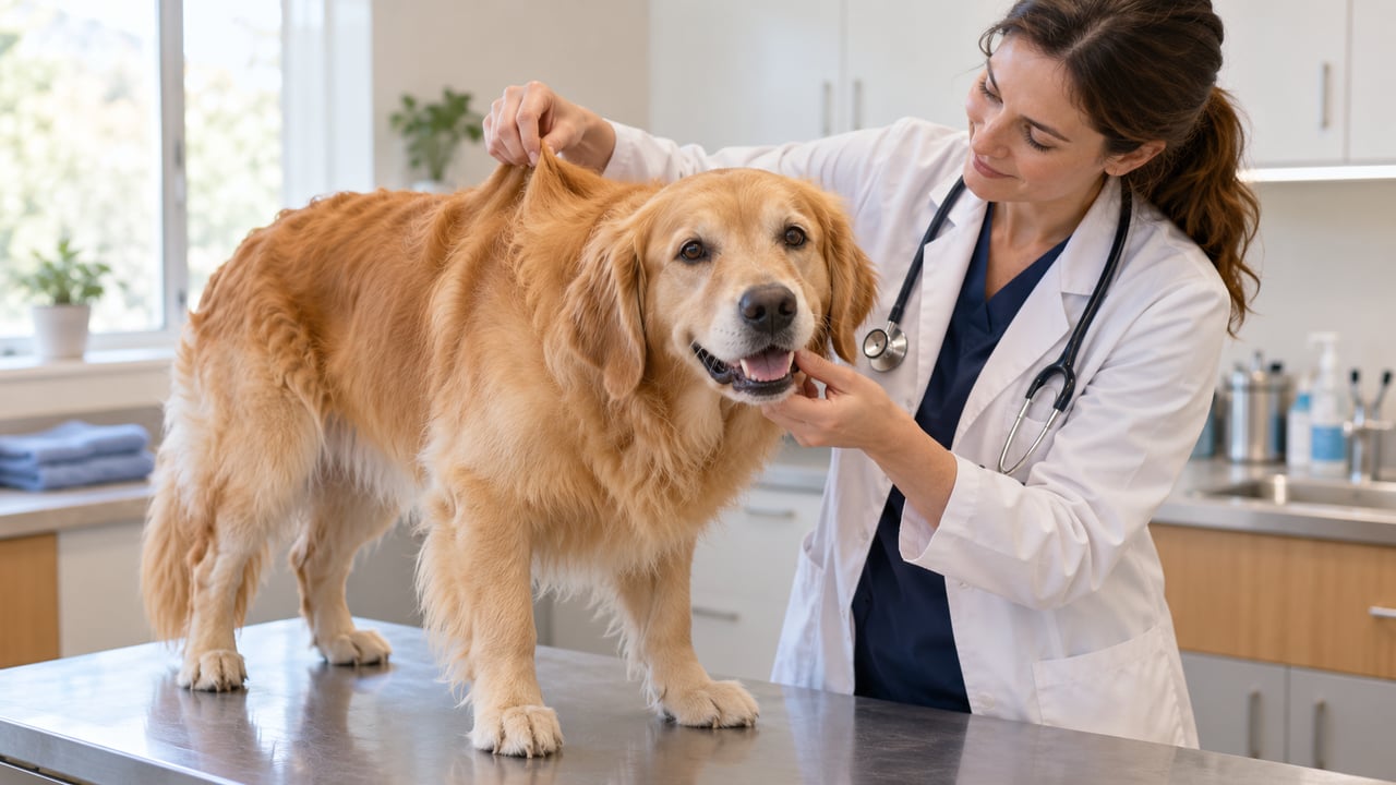 Gengivas secas e pele que demora a voltar ao lugar são sinais de desidratação que exigem consulta veterinária – Imagem ilustrativa criada por inteligência artificial