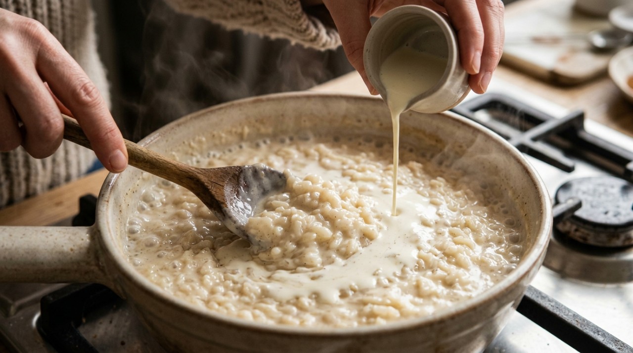 Canela e sal são importantes porque trabalham o aroma e o equilíbrio do doce sem exigir uma longa lista de ingredientes.